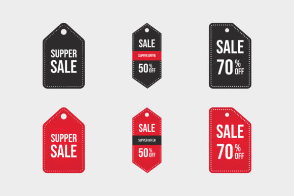 Black and Red Super Sale Tag Vector